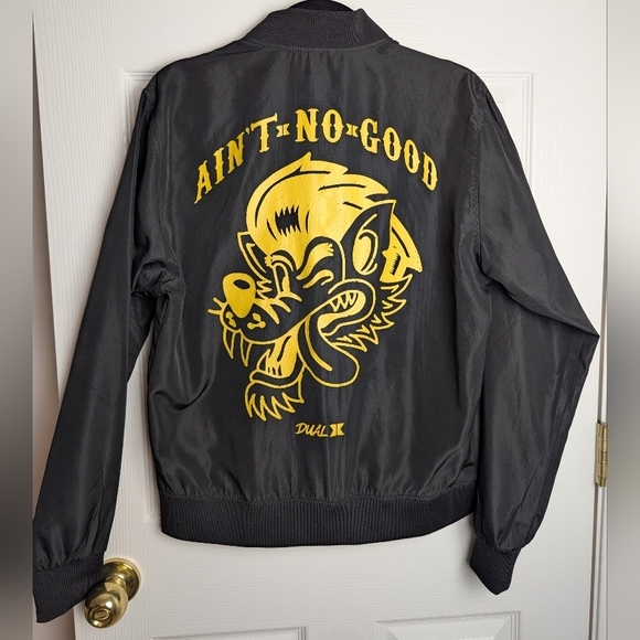 Dual Culture Lightweight Bomber Jacket, "Ain't No Good" Wolf, Sz. Small - Picture 7 of 9